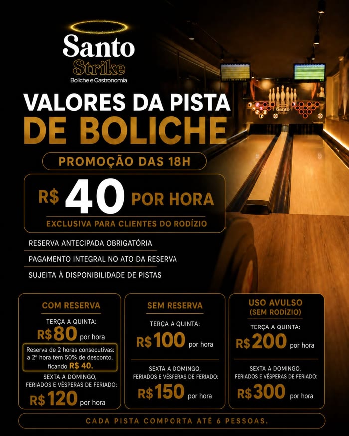 Valores da pista de boliche